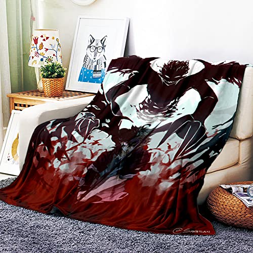 VOZMIO Black Clover Hochwertige Warme Weiche Flanell Plüsch Auf Der Schlafsofa Decke Geeignet Für Klimaanlage Decke Nap Decke (100x150cm (40x60in)) von VOZMIO