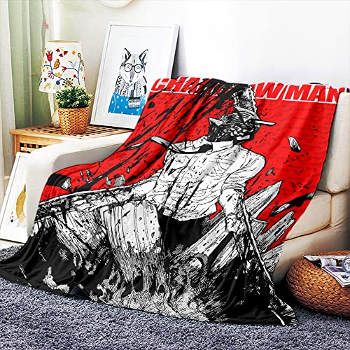 VOZMIO Chainsaw Man Hochwertige Warme Weiche Flanell Plüsch Auf Der Schlafsofa Decke Geeignet Für Klimaanlage Decke Nap Decke (100x150cm (40x60in),C) von VOZMIO