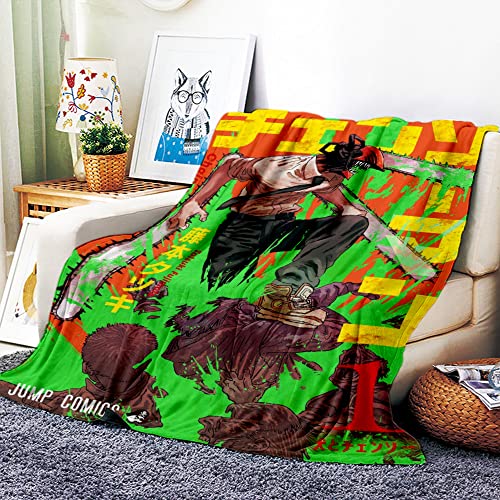 VOZMIO Chainsaw Man Hochwertige Warme Weiche Flanell Plüsch Auf Der Schlafsofa Decke Geeignet Für Klimaanlage Decke Nap Decke (100x150cm (40x60in),D) von VOZMIO