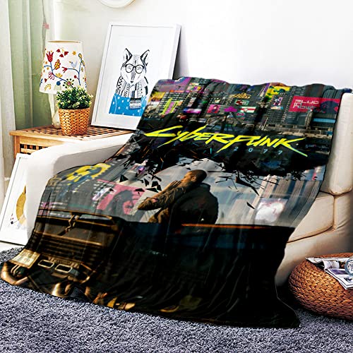 VOZMIO Cyberpunk 2077 Hochwertige Warme Weiche Flanell Plüsch Auf Der Schlafsofa Decke Geeignet Für Klimaanlage Decke Nap Decke (150x200cm (60x80in)) von VOZMIO