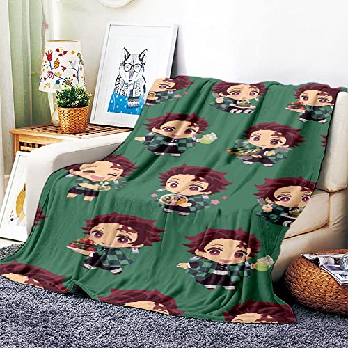 VOZMIO Demon Slayer Hochwertige Warme Weiche Flanell Plüsch Auf Der Schlafsofa Decke Geeignet Für Klimaanlage Decke Nap Decke (150x200cm (60x80in),B) von VOZMIO