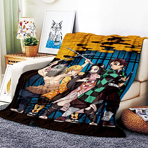 VOZMIO Demon Slayer: Kimetsu No Yaiba Hochwertige Warme Weiche Flanell Plüsch Auf Der Schlafsofa Decke Geeignet Für Klimaanlage Decke Nap Decke (100x150cm (40x60in)) von VOZMIO