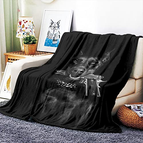 VOZMIO Dobermann Hochwertige Warme Weiche Flanell Plüsch Auf Der Schlafsofa Decke Geeignet Für Klimaanlage Decke Nap Decke (100x150cm (40x60in)) von VOZMIO