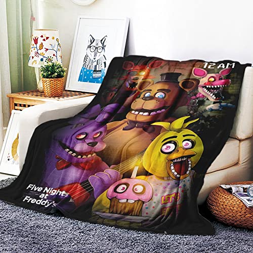 VOZMIO Five Nights at Freddy's Hochwertige Warme Weiche Flanell Plüsch Auf Der Schlafsofa Decke Geeignet Für Klimaanlage Decke Nap Decke (150x200cm (60x80in)) von VOZMIO