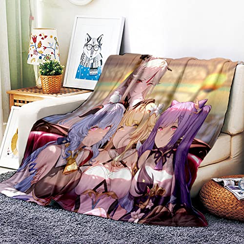 VOZMIO Genshin Impact Hochwertige Warme Weiche Flanell Plüsch Auf Der Schlafsofa Decke Geeignet Für Klimaanlage Decke Nap Decke (150x200cm (60x80in),B) von VOZMIO