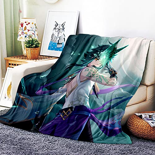 VOZMIO Genshin Impact Xiao Hochwertige Warme Weiche Flanell Plüsch Auf Der Schlafsofa Decke Geeignet Für Klimaanlage Decke Nap Decke (150x200cm (60x80in),C) von VOZMIO