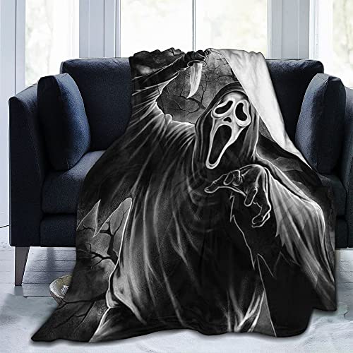 VOZMIO Ghostface Scream Moon Hochwertige Warme Weiche Flanell Plüsch Auf Der Schlafsofa Decke Geeignet Für Klimaanlage Decke Nap Decke (100x150cm (40x60in)) von VOZMIO