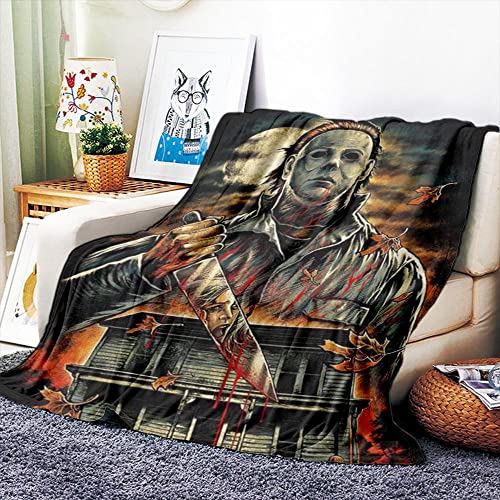 VOZMIO Halloween Michael Myers Hochwertige Warme Weiche Flanell Plüsch Auf Der Schlafsofa Decke Geeignet Für Klimaanlage Decke Nap Decke (150x200cm (60x80in)) von VOZMIO