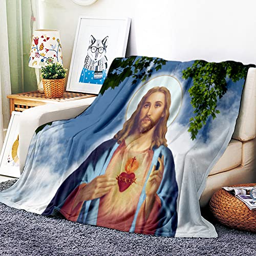 VOZMIO Jesus Bible Hochwertige Warme Weiche Flanell Plüsch Auf Der Schlafsofa Decke Geeignet Für Klimaanlage Decke Nap Decke (150x200cm (60x80in),A) von VOZMIO