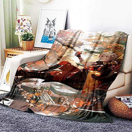 VOZMIO Kaedehara Kazuha Hochwertige Warme Weiche Flanell Plüsch Auf Der Schlafsofa Decke Geeignet Für Klimaanlage Decke Nap Decke (150x200cm (60x80in),B) von VOZMIO