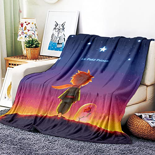 VOZMIO Le Petit Prince Hochwertige Warme Weiche Flanell Plüsch Auf Der Schlafsofa Decke Geeignet Für Klimaanlage Decke Nap Decke (100x150cm (40x60in)) von VOZMIO