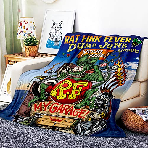 VOZMIO Rat Fink Hochwertige Warme Weiche Flanell Plüsch Auf Der Schlafsofa Decke Geeignet Für Klimaanlage Decke Nap Decke (150x200cm (60x80in)) von VOZMIO