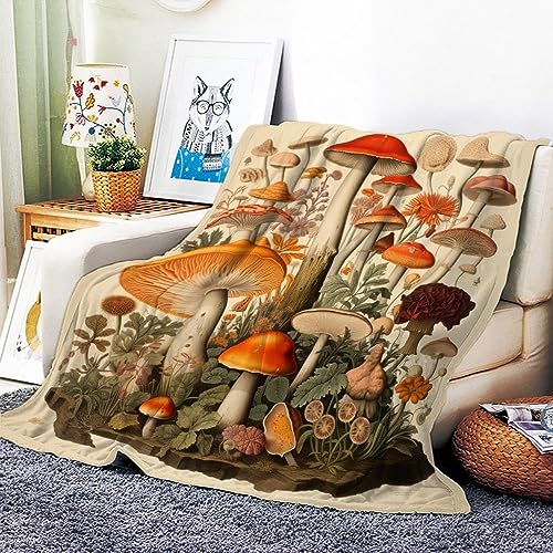 VOZMIO Sherpa Fleece Decke Pilze Decke Kinder Erwachsene Schlafzimmer Sherpa Fleece Decke Home Wohnzimmer Bettwäsche Sofas (150x200cm (60x80in)) von VOZMIO