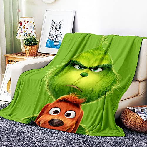 VOZMIO The Grinch Hochwertige Warme Weiche Flanell Plüsch Auf Der Schlafsofa Decke Geeignet Für Klimaanlage Decke Nap Decke (100x150cm (40x60in)) von VOZMIO