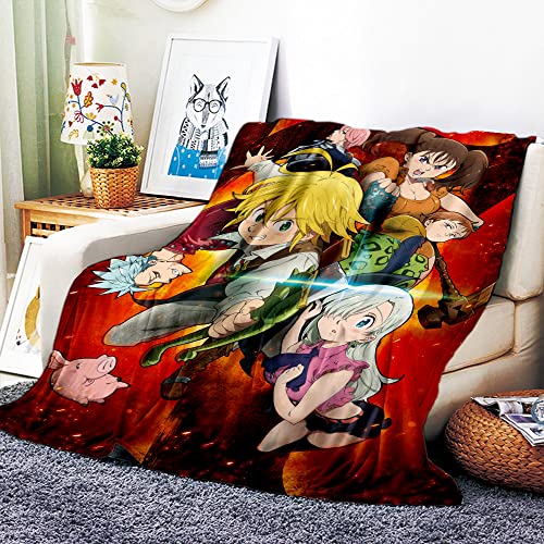 VOZMIO The Seven Deadly Sins Hochwertige Warme Weiche Flanell Plüsch Auf Der Schlafsofa Decke Geeignet Für Klimaanlage Decke Nap Decke (100x150cm (40x60in),A) von VOZMIO