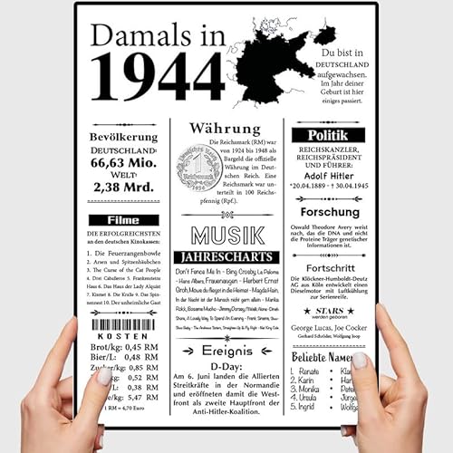 VP-DSGN Geburtstag - 1944 - Bild Plakat Zeitungsartikel Fakten zum Jahrgang - Deko Geschenkideen zum Geburtstag, Mann Frau - damals in - Poster von VP-DSGN