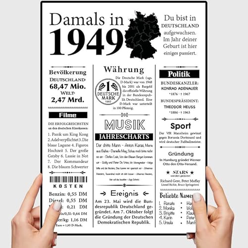 VP-DSGN Geburtstag - 1949 - Bild Plakat Zeitungsartikel Fakten zum Jahrgang - Deko Geschenkideen zum Geburtstag, Mann Frau - damals in - Poster von VP-DSGN