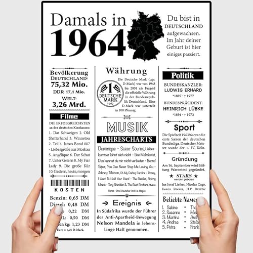 VP-DSGN Geburtstag - 1964 - Bild Plakat Zeitungsartikel Fakten zum Jahrgang - Deko Geschenkideen zum Geburtstag, Mann Frau - damals in - Poster von VP-DSGN