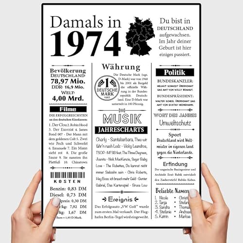 VP-DSGN Geburtstag - 1974 - Bild Plakat Zeitungsartikel Fakten zum Jahrgang - Deko Geschenkideen zum Geburtstag, Mann Frau - damals in - Poster von VP-DSGN
