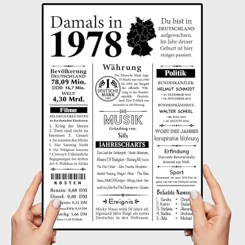 VP-DSGN Geburtstag - 1978 - Bild Plakat Zeitungsartikel Fakten zum Jahrgang - Deko Geschenkideen zum Geburtstag, Mann Frau - damals in - Poster von VP-DSGN