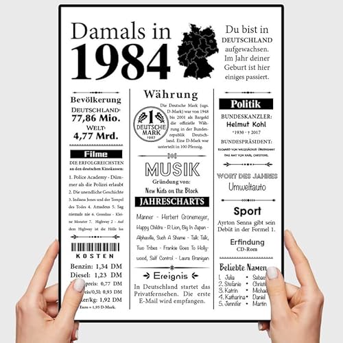 VP-DSGN Geburtstag - 1984 - Bild Plakat Zeitungsartikel Fakten zum Jahrgang - Deko Geschenkideen zum Geburtstag, Mann Frau - damals in - Poster von VP-DSGN