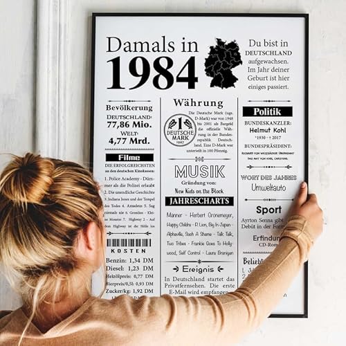 VP-DSGN Geburtstag - 1984 - Bild Plakat Zeitungsartikel Fakten zum Jahrgang - Deko Geschenkideen zum Geburtstag, Mann Frau - damals in - Poster von VP-DSGN