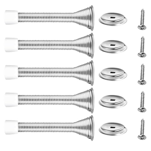 5 Stück türstopper Wand,Wandtürstopper Wand Edelstahl,8.5cm Türstopper Wandmontage mit Gummi Puffer Enthält Befestigungsmittel,TüranscHlag zum Schutz Ihrer Wände und Zimmertüren von VPB
