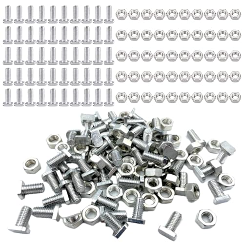 50 Stück Gewächshaus Schrauben,M6x12 Aluminium Hammerkopfschrauben,Gewächshausschrauben Hammerschraubenalu Schrauben für Gewächshäuser Glashaus von VPB
