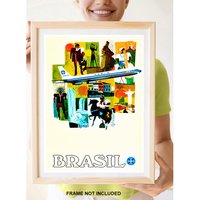 Nachdruck Eines Vintage Airline Reiseposter Nach Brasilien von VPCompanyUSA