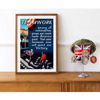 Reprint Des Ww2 Kriegsplakats - Teamwork Reprint Des Ww2 Kriegsplakats - Teamwork von VPCompanyUSA