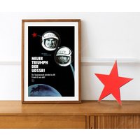 Reprint Eines 1960Er Jahre Ddr Russland Weltraumpropagandaplakats von VPCompanyUSA