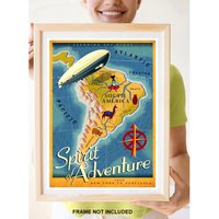 Reprint Eines Vintage 1930S Reiseplakats - Spirit Of Adventure | Südamerika Per Luftschiff von VPCompanyUSA
