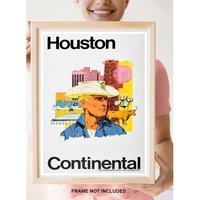 Reprint Eines Vintage Flugreisen Posters - Continental Nach Houston von VPCompanyUSA
