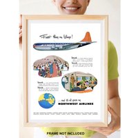 Reprint Eines Vintage Northwest Fluglinien Boeing Clipper Reiseposters von VPCompanyUSA