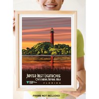 Reprint Eines Vintage Reiseposters Zum Jupiter Inlet Lighthouse in Florida von VPCompanyUSA