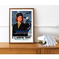 Reprint Eines Weiblichen Vintage Usmc Reserve Reserve-Posters von VPCompanyUSA