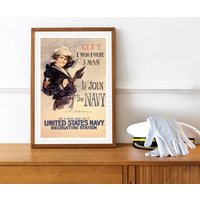Reprint Eines Rekrutierungsposters Der Us Navy Aus Dem Ersten Weltkrieg - Gee I Wish Were A Man von VPCompanyUSA