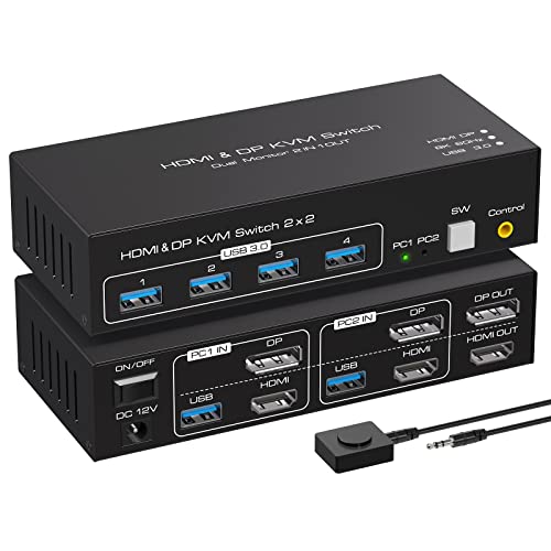 VPFET 4K120Hz HDMI Displayport KVM Switch 2 pc 2 Monitore 8K60Hz Dual Monitor KVM Switches für 2 pc teilen sich 2 Monitore und 4USB 3.0 Unterstützung Kopieren und Erweitern Modus VPFET 4K120Hz HDMI Displayport KVM Switch 2 pc 2 Monitore 8K60Hz Dual Monitor KVM Switches für 2 pc teilen sich 2 Monitore und 4USB 3.0 Unterstützung Kopieren und Erweitern Modus von VPFET