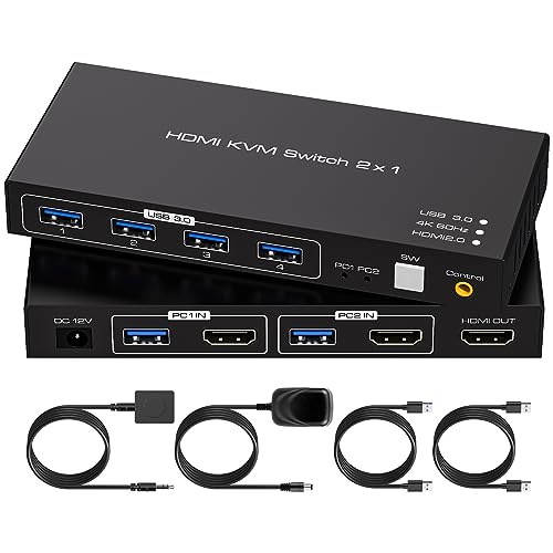 VPFET USB3.0 KVM Switch HDMI 2 PC 1 Monitore 4K60Hz KVM Switches für 2 Computer teilen sich 1 Monitor Geräte Unterstützt Desktop Controller Inklusive Adapter und 2 USB3.0 Kabeln VPFET USB3.0 KVM Switch HDMI 2 PC 1 Monitore 4K60Hz KVM Switches für 2 Computer teilen sich 1 Monitor Geräte Unterstützt Desktop Controller Inklusive Adapter und 2 USB3.0 Kabeln von VPFET