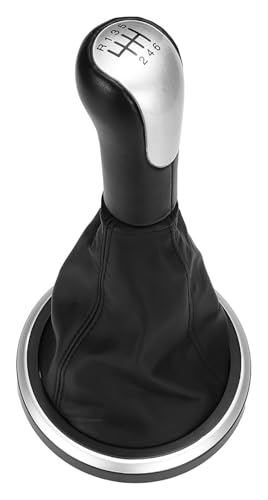 Auto Schaltknauf Kompatibel mit Ford Kompatibel mit Fusion Kompatibel mit Transit Kompatibel mit Connect 5 6 Gang Schaltgetriebe Auto Schaltknauf Hebel Gaitor Boot Cover Stick(Silver 6 Speed) von VPNMNZTPAP