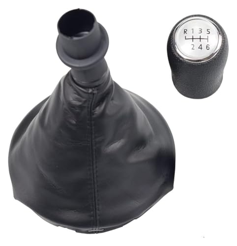 Auto Schaltknauf Kompatibel mit VW Kompatibel mit Transporter T5 .1 T6 Gp 2003-2007 Schalthebel Schaltknauf Leder Gamasche Boot Cover Auto 5 6 Geschwindigkeit(6 Speed-silver) von VPNMNZTPAP