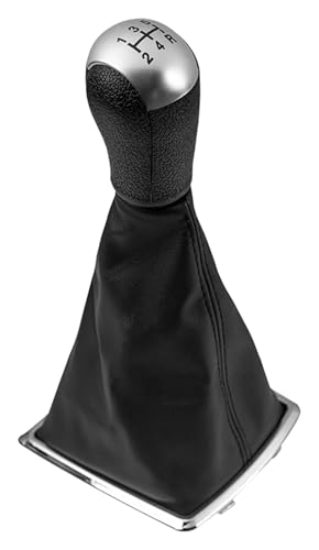VPNMNZTPAP Auto Schaltknauf Kompatibel mit Ford Kompatibel mit Focus 2 Kompatibel mit Mondeo MK2 2004-2011 Schaltknauf Hebel Gaitor Shifter Boot Abdeckung Fall(5 Speed Silver) von VPNMNZTPAP
