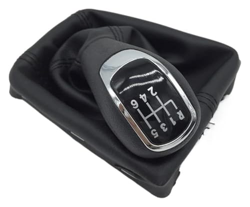 VPNMNZTPAP Auto Schaltknauf Kompatibel mit Skoda Kompatibel mit Octavia II Kompatibel mit Superb Kompatibel mit Yeti Auto Styling Zubehör Schwarzer Leder Schaltknauf(6 Speed) von VPNMNZTPAP