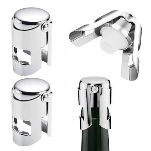 VPOUERY 4 Tappi per Bottiglie Vino Spumante,Tappi in Acciaio Inossidabile Tappo Professionale Riutilizzabile da Vino,Tappi Ermetici per Sigillare Bottiglie di Vini Frizzanti Champagne Prosecco von VPOUERY
