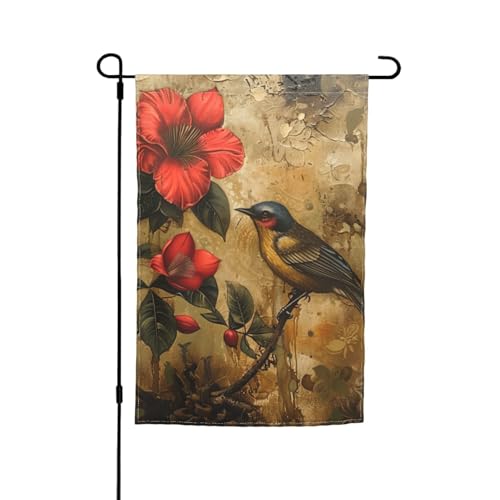 Blumen- und Vogel-Kunstdruck, verschiedene Flaggen, Gartenflagge, Outdoor-Flagge, Hofdekoration für Terrasse, Veranda oder Rasenflagge von VPPUR