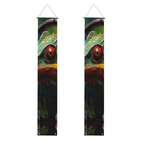 Chamäleon Musik hören Druck Banner Dekor Festliches Ambiente für jeden Anlass Indoor Outdoor Tür Veranda Mehr von VPPUR