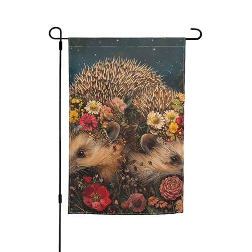 Gartenflagge, Igel, Blumenmuster, für Terrasse, Veranda, Rasen Gartenflagge, Igel, Blumenmuster, für Terrasse, Veranda, Rasen von VPPUR