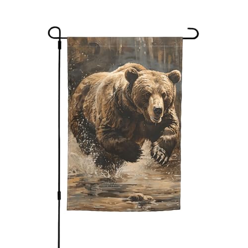 Gartenflagge, Motiv: Bär, zum Laufen, für Terrasse, Veranda, Rasen Gartenflagge, Motiv: Bär, zum Laufen, für Terrasse, Veranda, Rasen von VPPUR