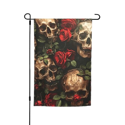 Gartenflagge, Totenkopf, rote Rosen, für Terrasse, Veranda, Rasen, Dekoration Gartenflagge, Totenkopf, rote Rosen, für Terrasse, Veranda, Rasen, Dekoration von VPPUR