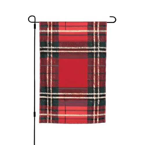 Gartenflagge, kariert, rot und schwarz, bedruckt, Gartenflagge, für Terrasse, Veranda, Rasen von VPPUR